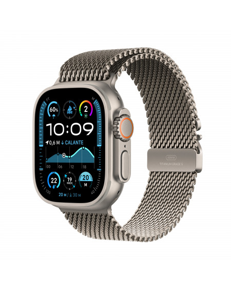 Apple Watch Ultra 2 GPS + Cellular 49mm Natural Titanium Case with Natural Titanium Milanese Loop - L