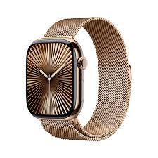 Apple Watch Series 10 GPS + Cellular 46mm Gold Titanium Case with Gold Milanese Loop - S/M