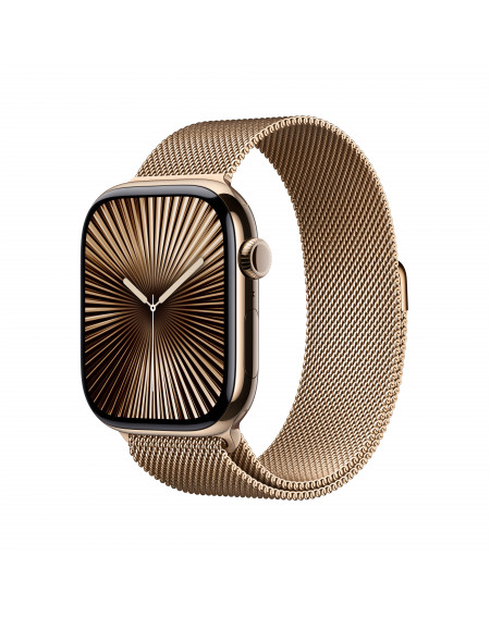 Apple Watch Series 10 GPS + Cellular 46mm Gold Titanium Case with Gold Milanese Loop - M/L