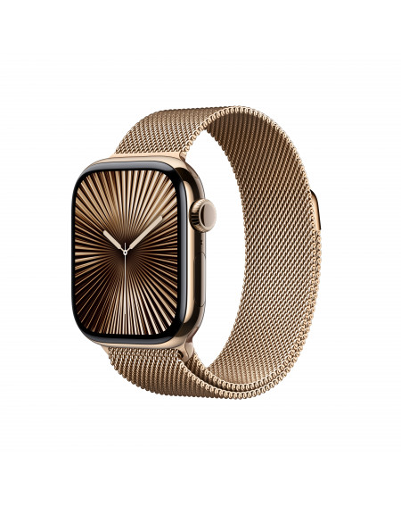 Apple Watch Series 10 GPS + Cellular 42mm Gold Titanium Case with Gold Milanese Loop