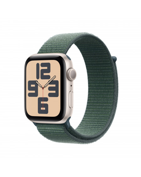 Apple Watch SE GPS 44mm Starlight Aluminium Case with Lake Green Sport Loop