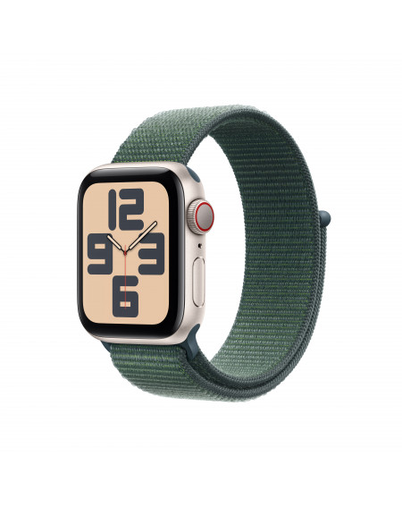 Apple Watch SE GPS + Cellular 40mm Starlight Aluminium Case with Lake Green Sport Loop