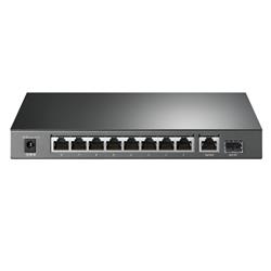 10-Port Gigabit PoE+ Switch, 8 Gigabit PoE+ Ports, 1 Gigabit RJ45 Ports and 1 Gigabit SFP Slots, 802.3at/af, 63W PoE Power, Desktop Steel Case